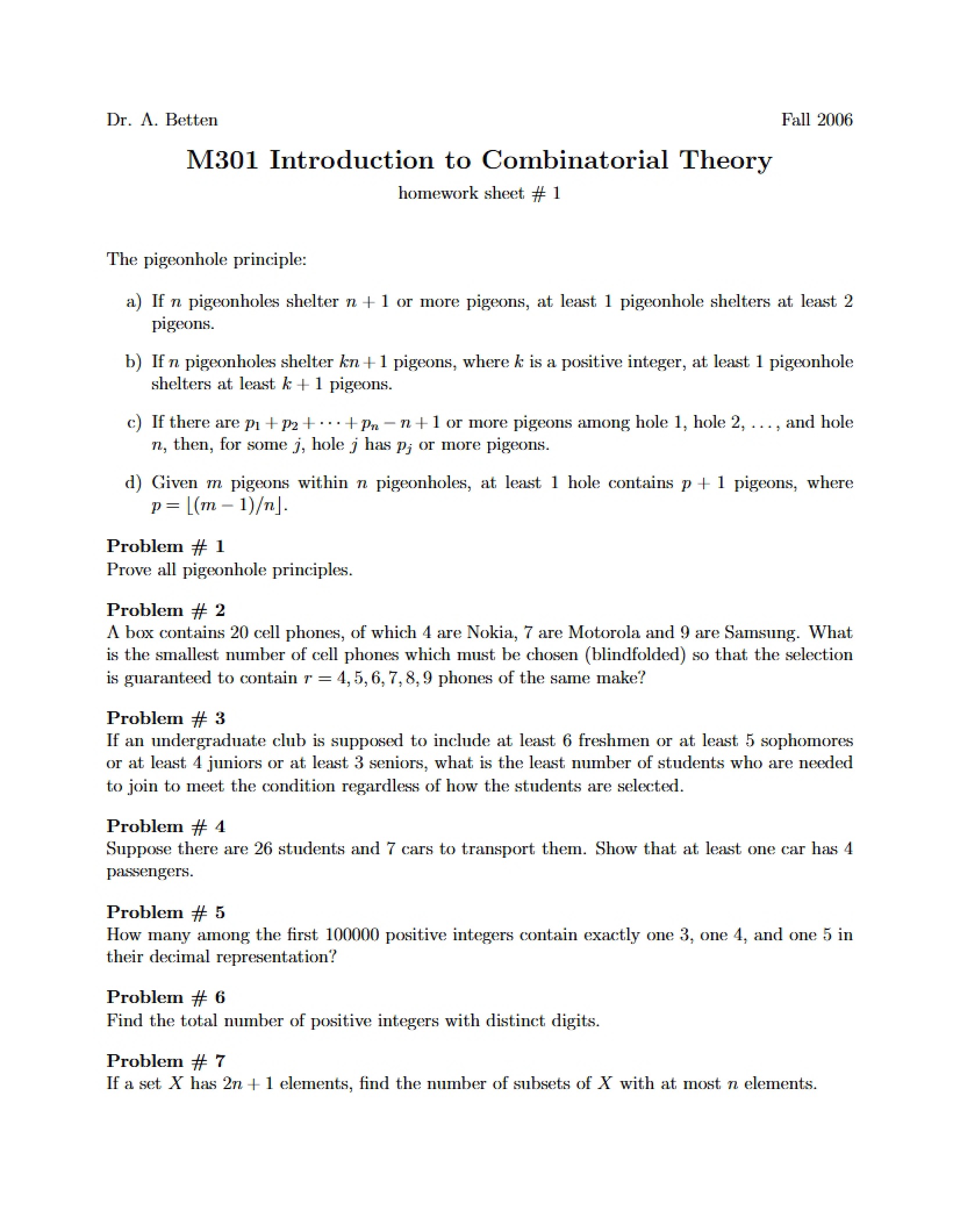 Introduction to Combinatorial Theory