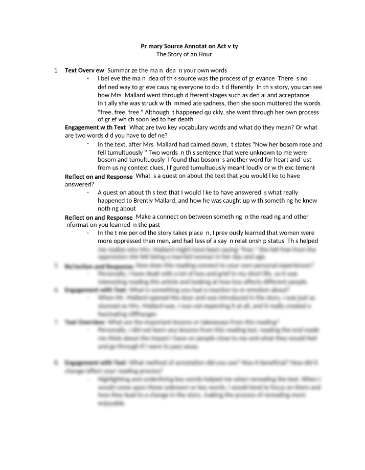 Annotation Activity for Primary Sources