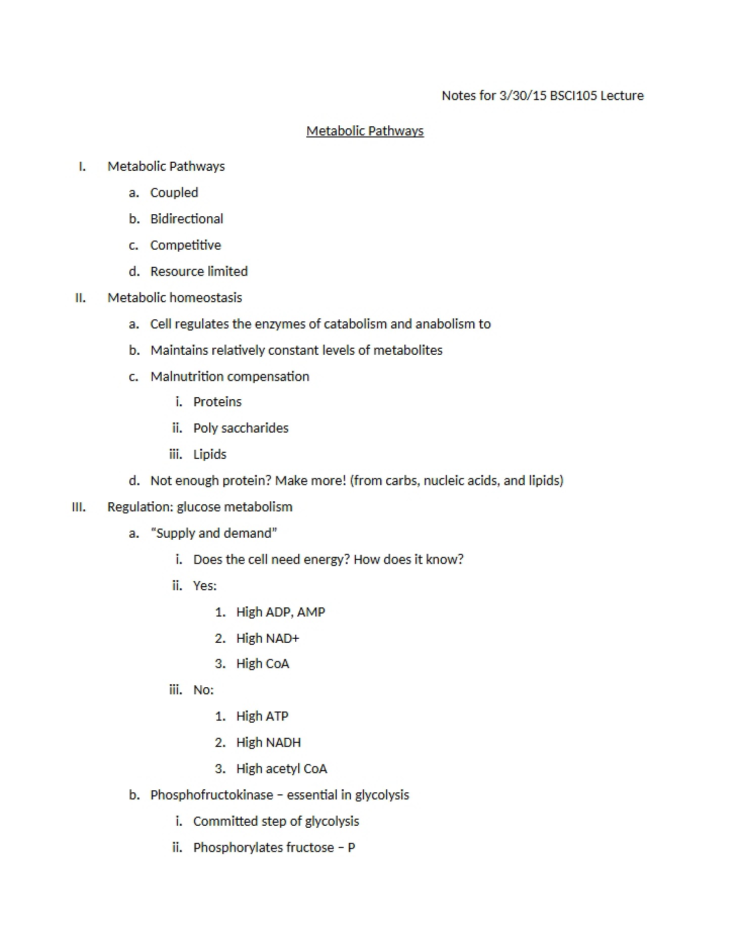 Pathways of Metabolism