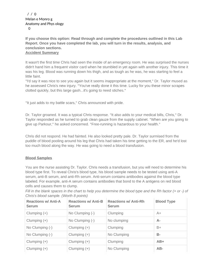 Lab Report - Blood Type Testing