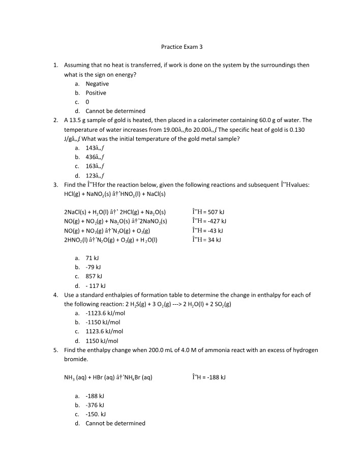 Exam 3 Practice