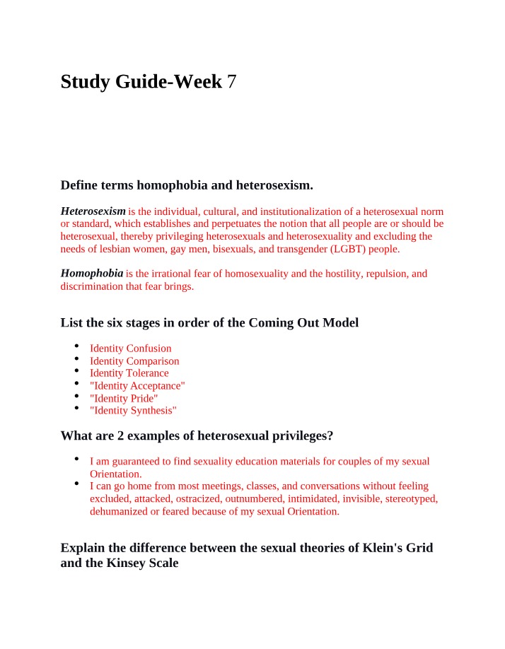Week 7 Study Guide