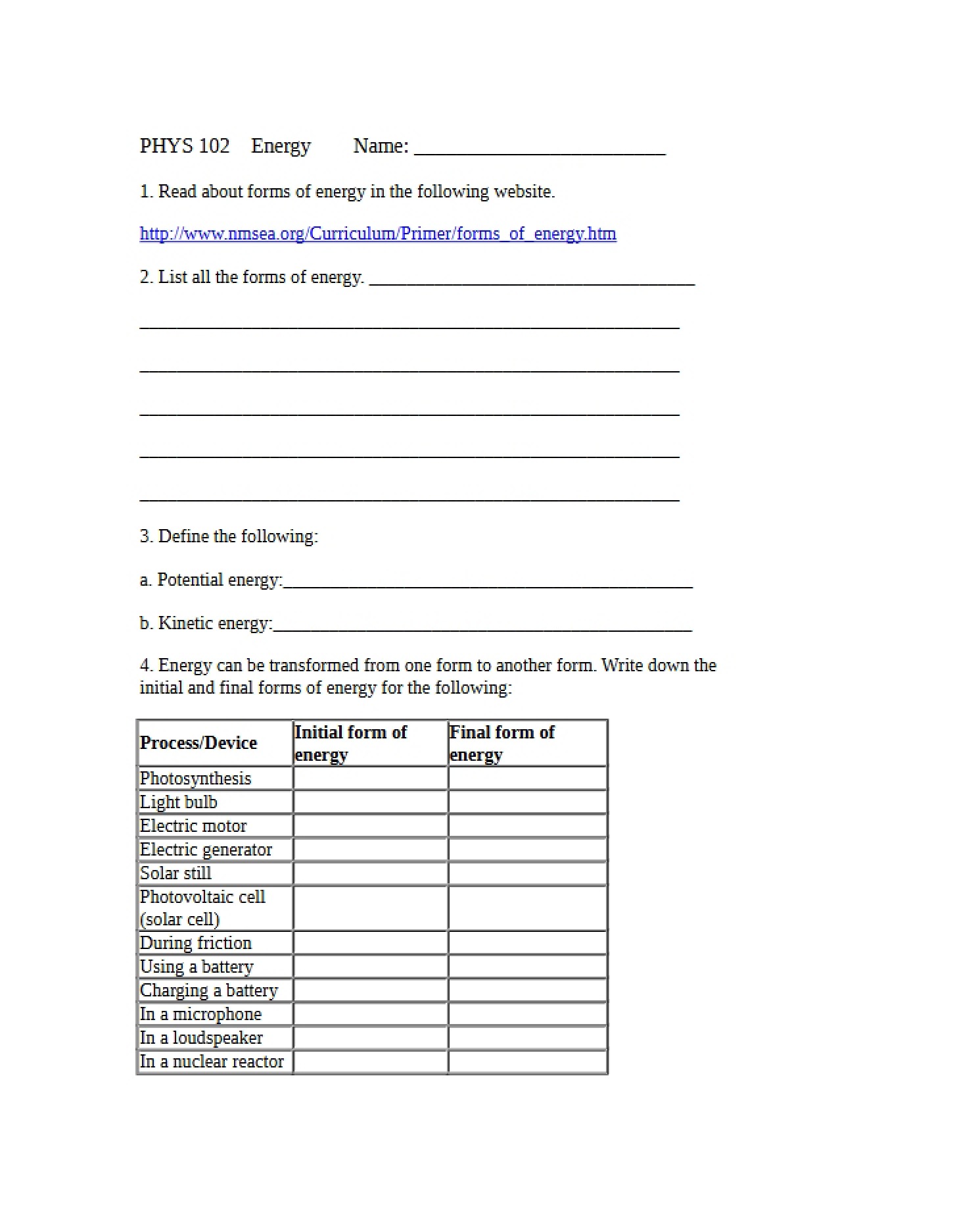 Energy Concepts