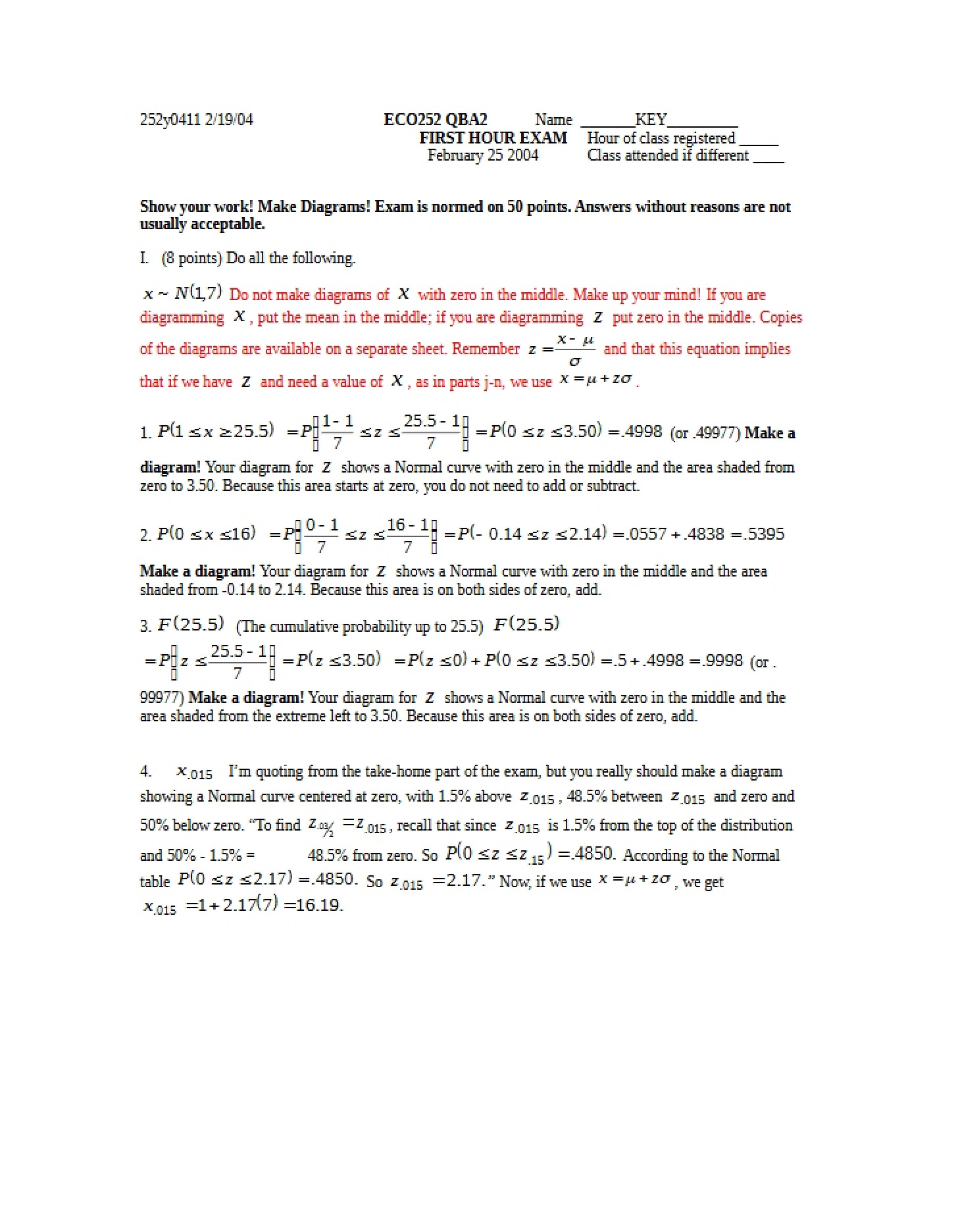 ECO 252 1st Hourly Exam