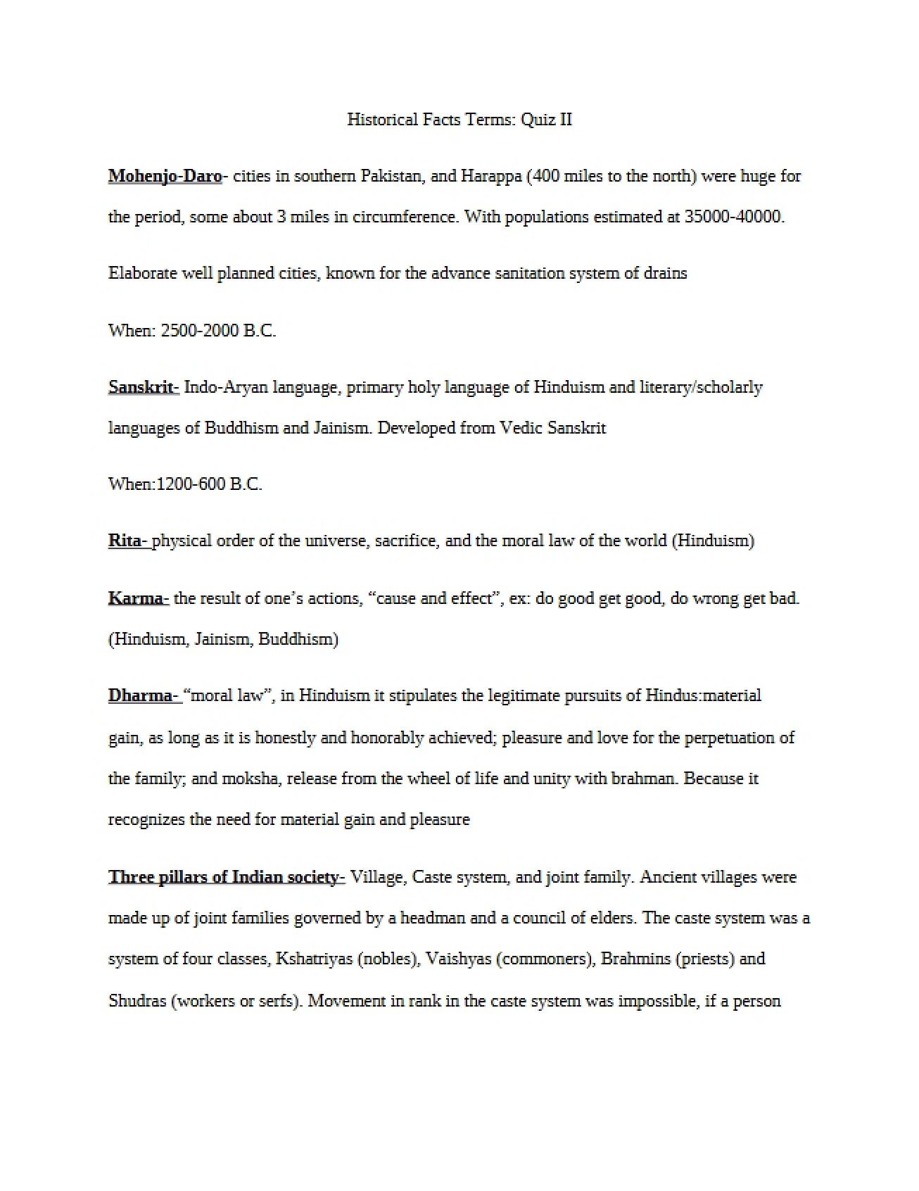Quiz 2 Terms and Historical Facts
