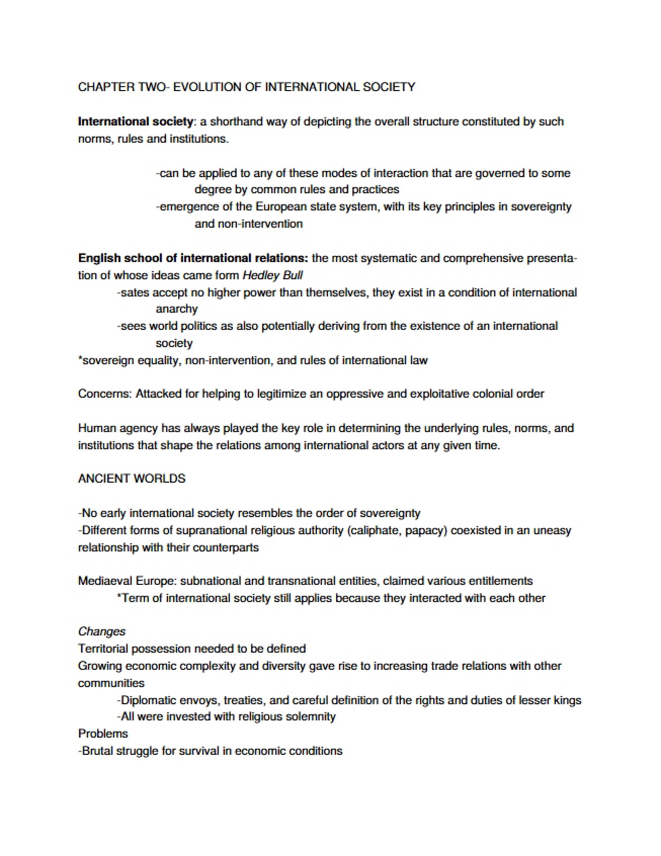 Evolution of International Society Chapter Two