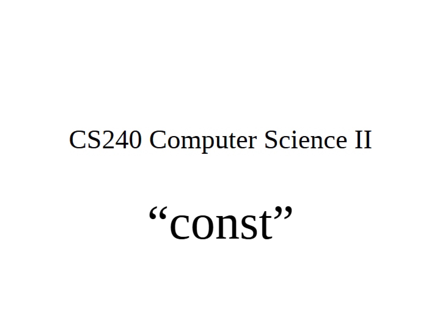 Lecture Notes for CS 2400