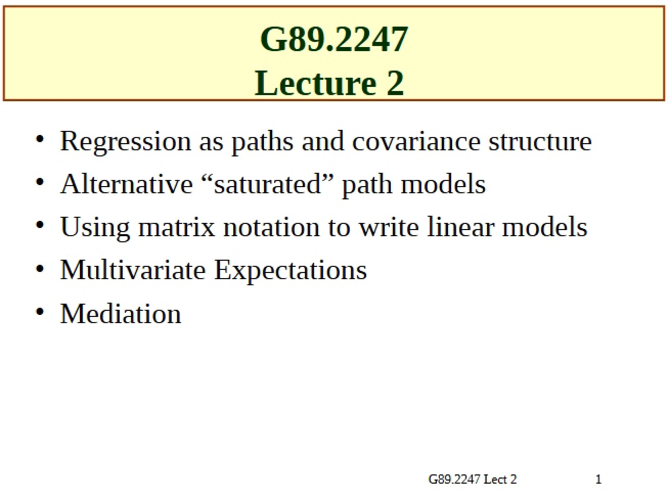 Notes on Structural Equation Models