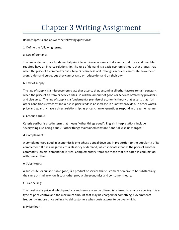 Writing Assignment for Chapter 3