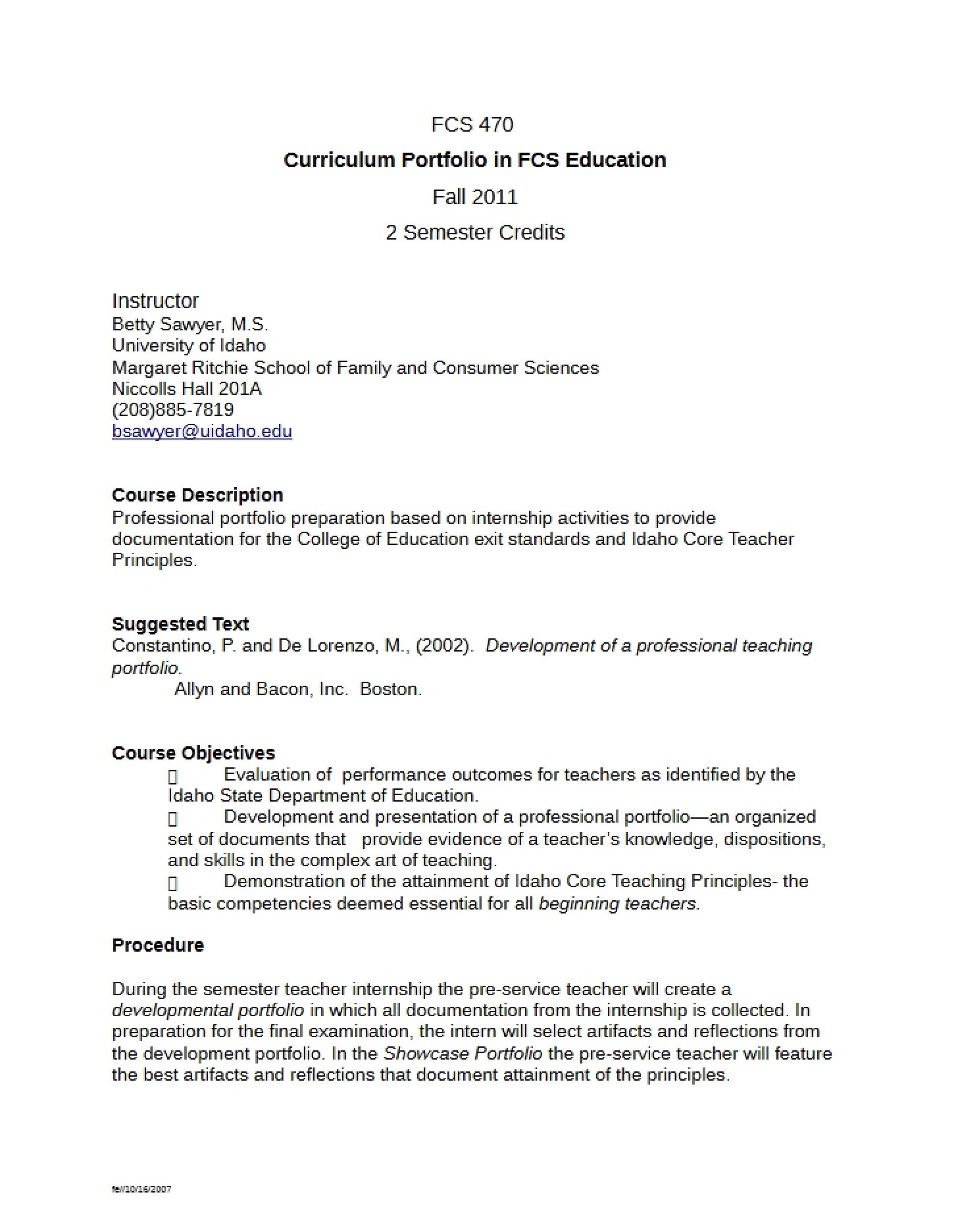 Course Instructional Plan