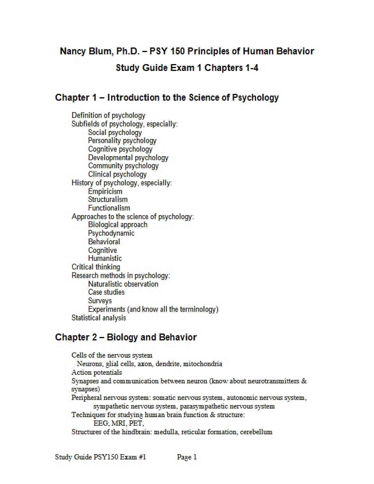Intro Psychology Study Guide