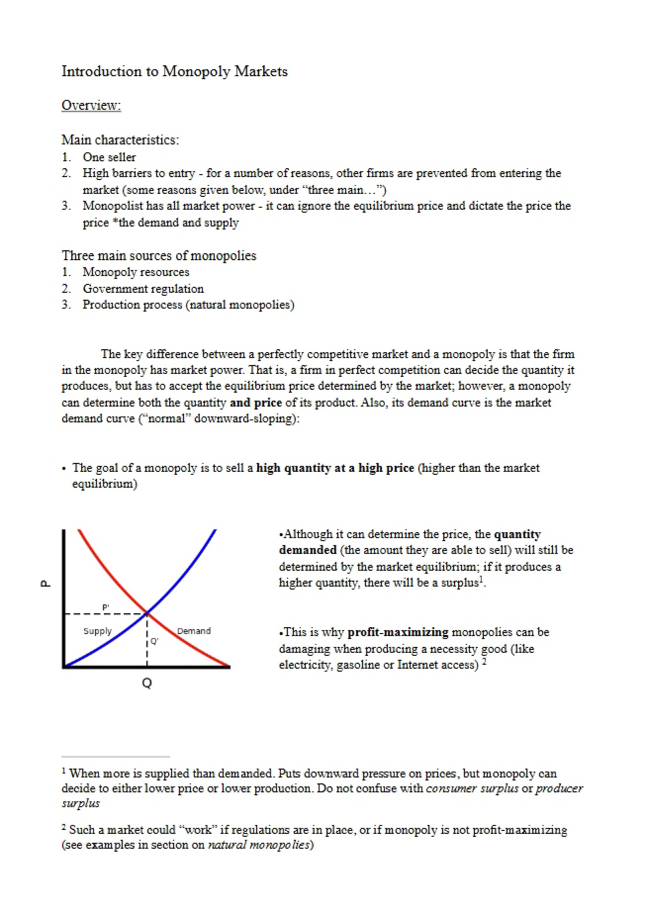 Monopoly Markets Introduction