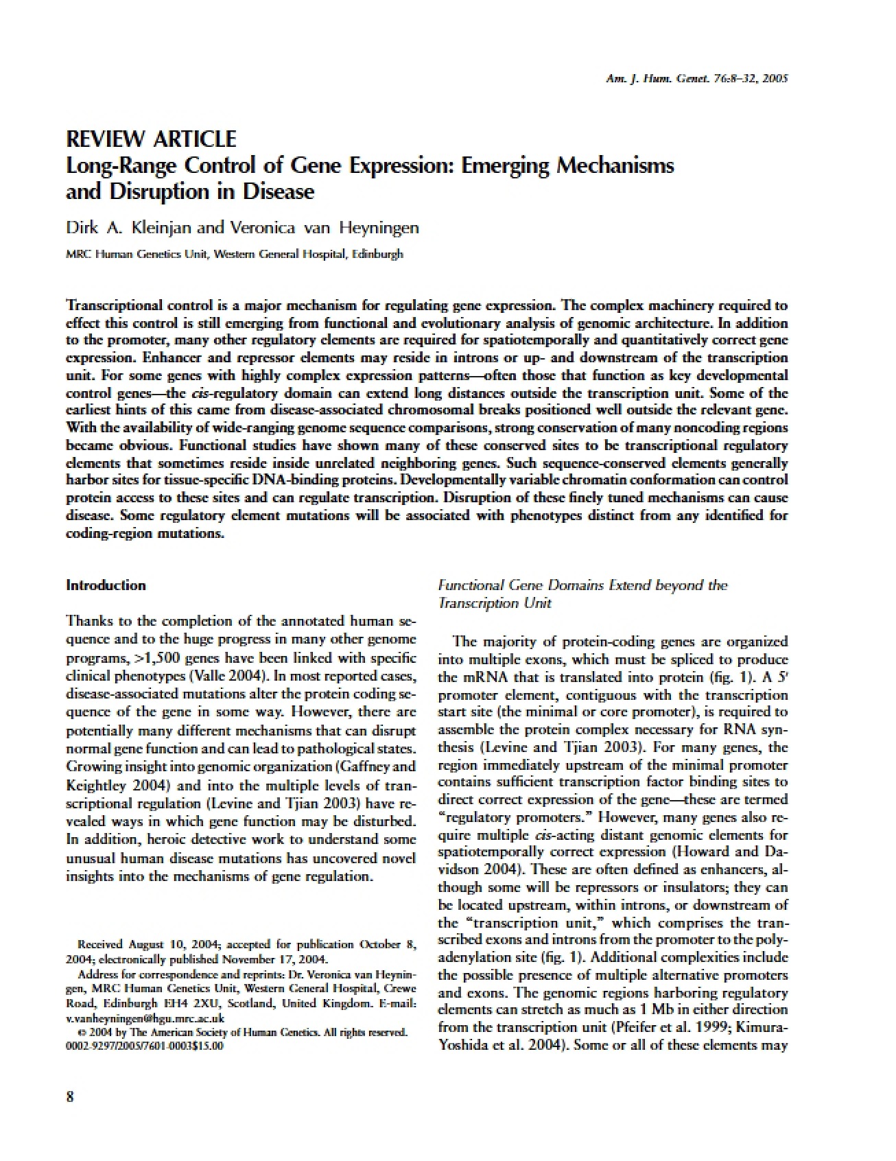 Long-Range Control of Gene Expression Emerging Mechanisms and Disruption in Disease