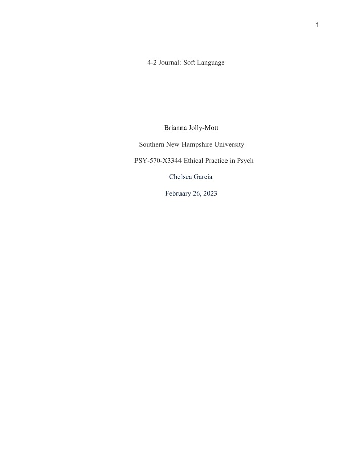 PSY-570 Journal on Soft Language
