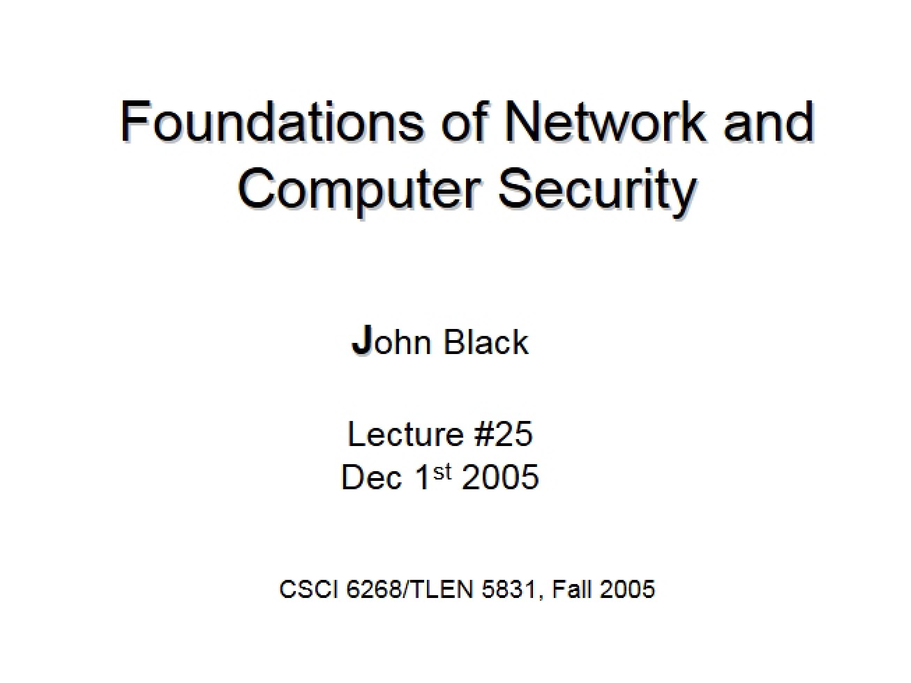 Class Presentation on Computer and Network Security