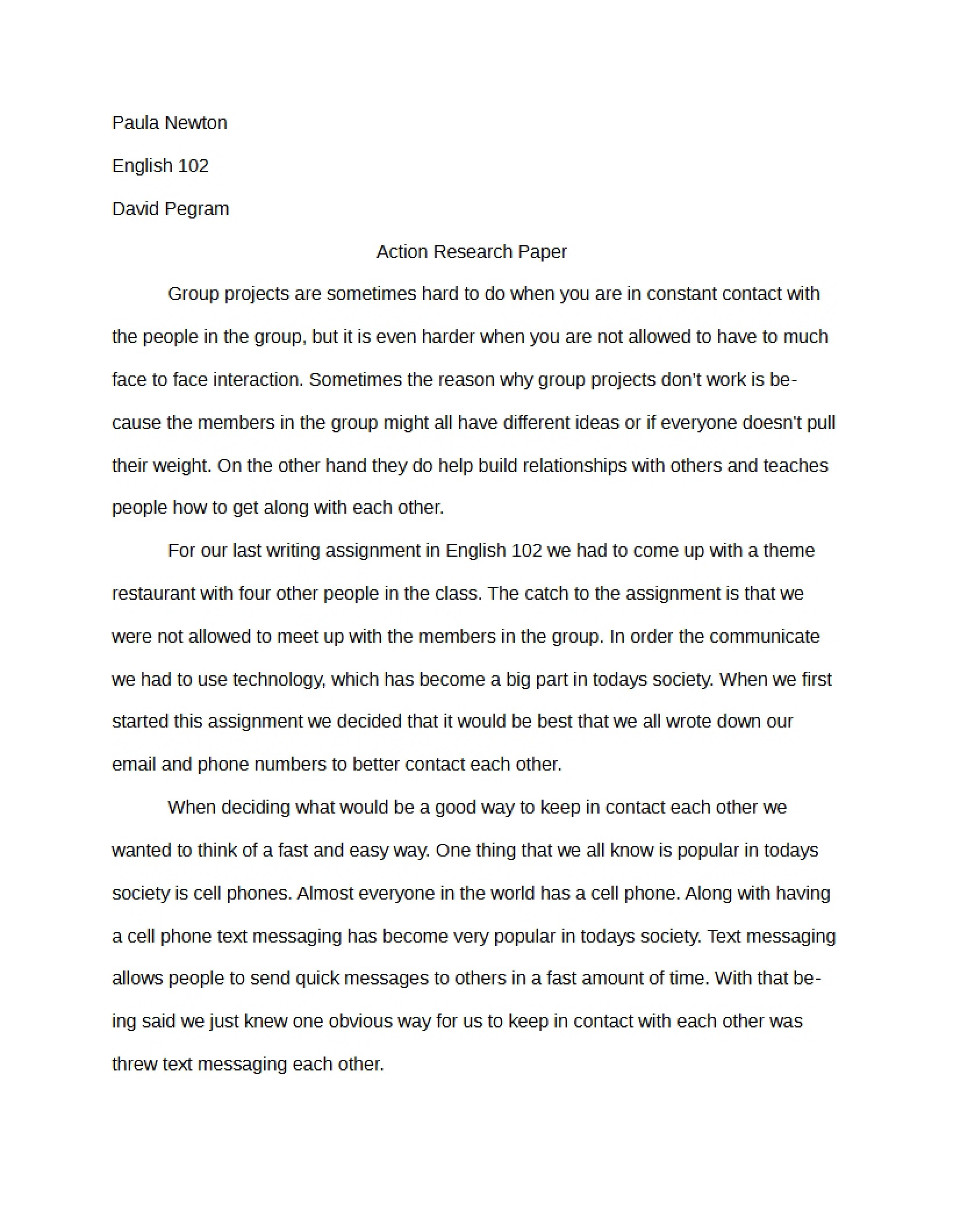 Essay for Finals