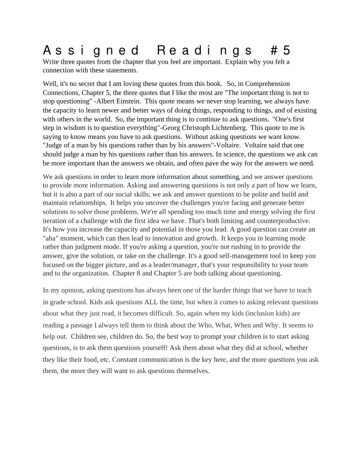 Readings Assignment #5