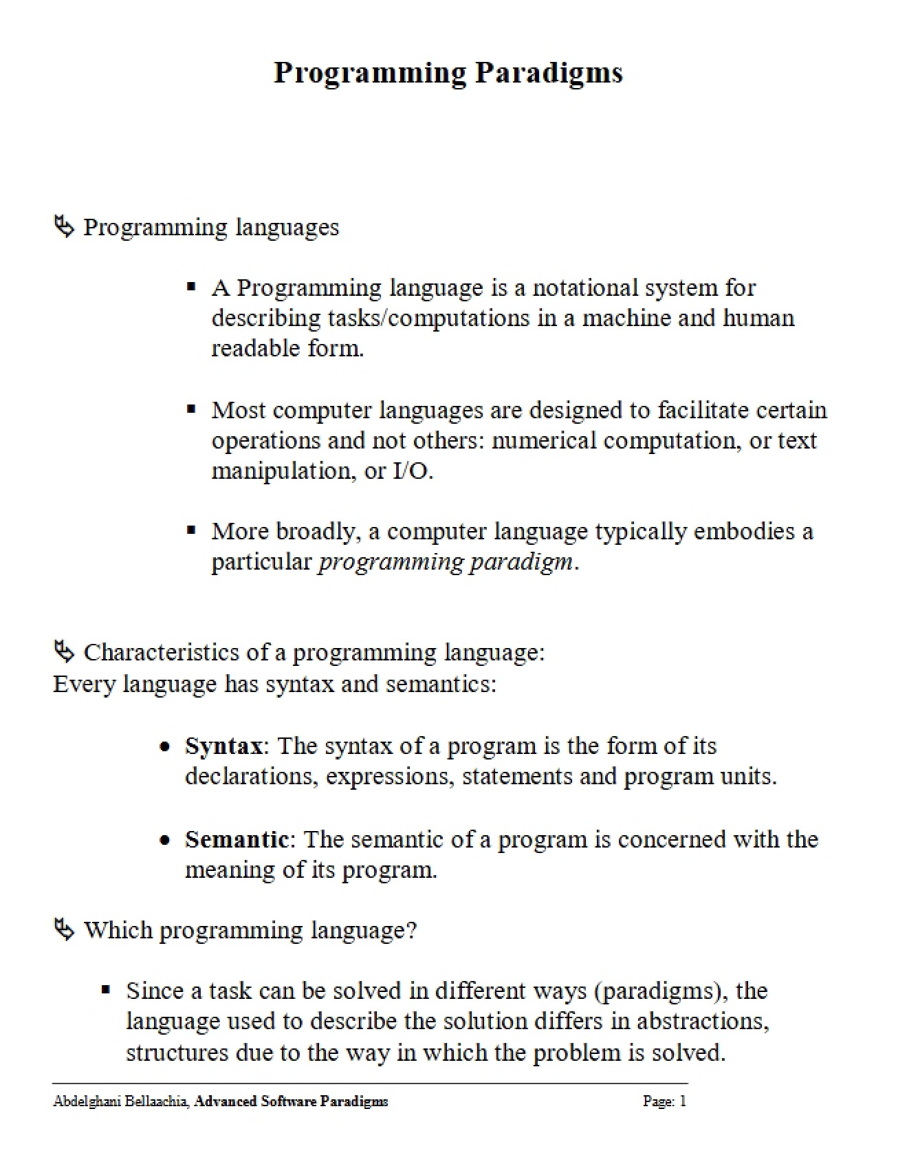 Programming Paradigms