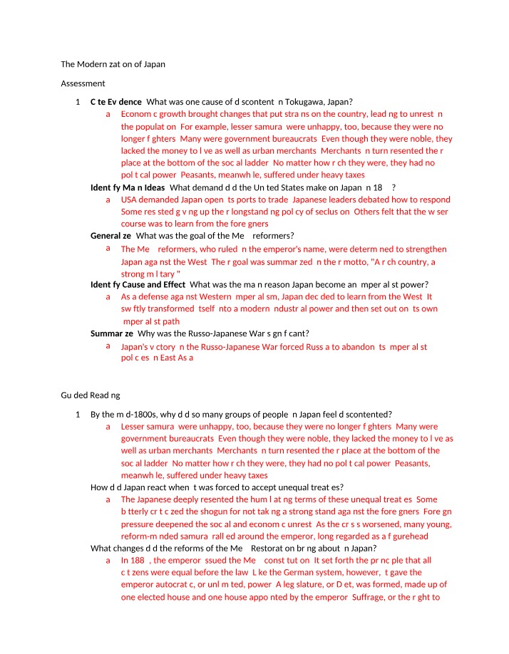 Modernization of Japan - Causes of Discontent and the Meiji