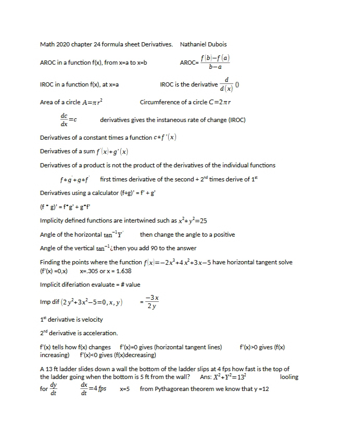 Derivative Concepts
