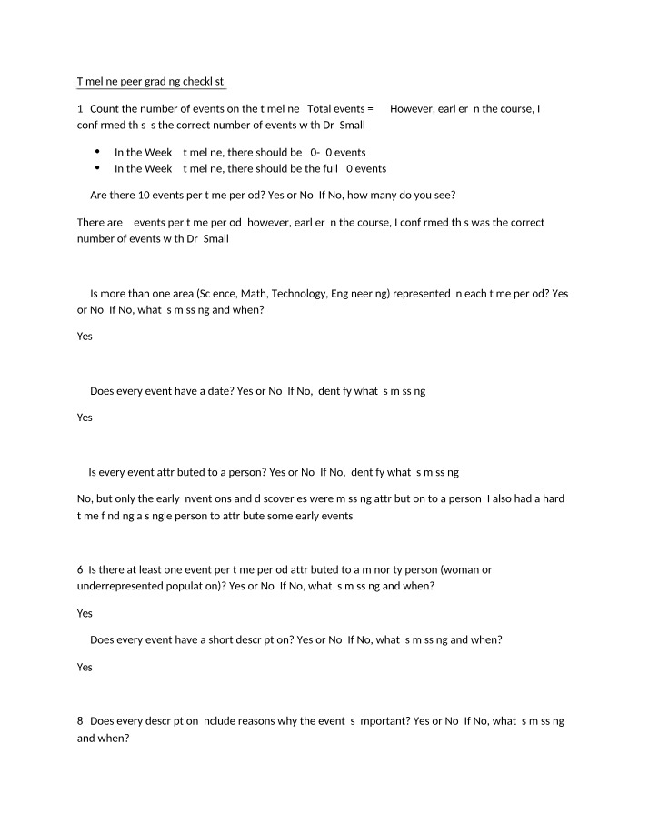 Week 7 Timeline Peer Grading Checklist - Menendez