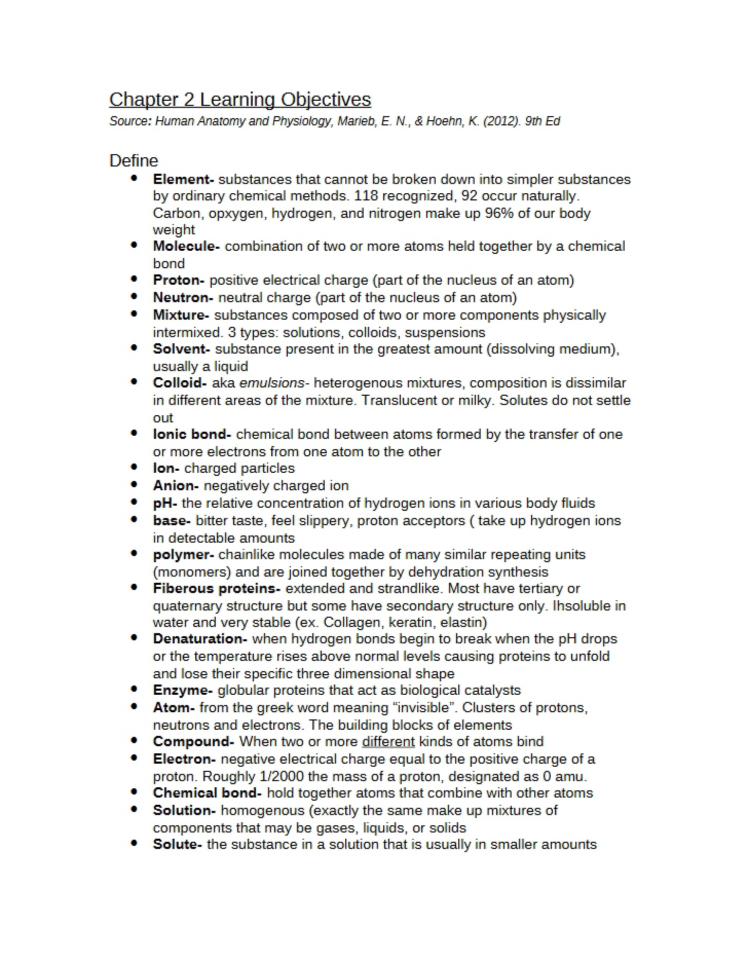 Objectives for Chapter 2