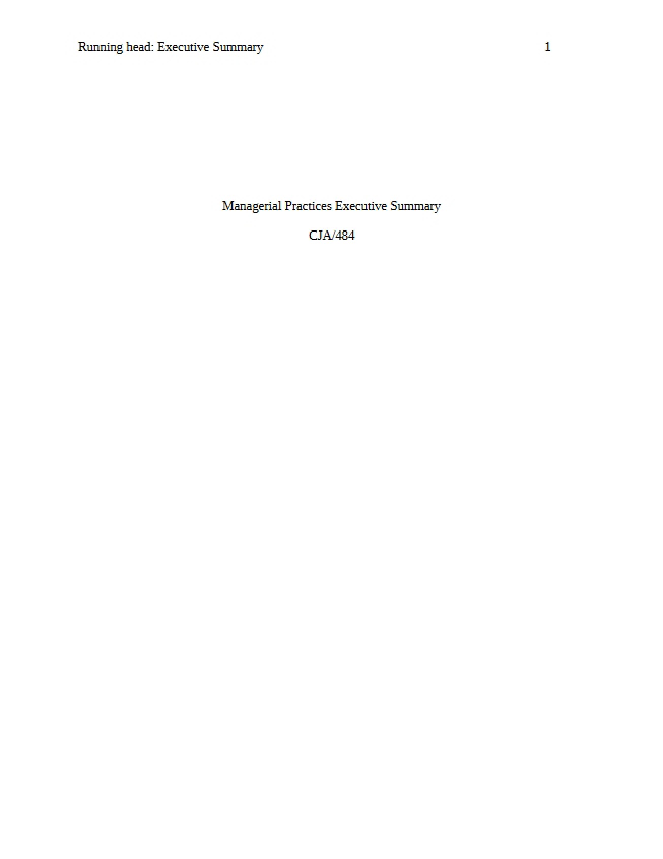 Executive Summary of Managerial Practices