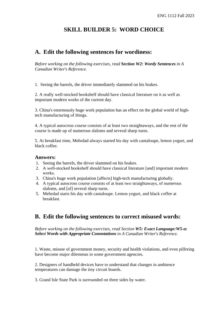 Eliminating Wordiness and Misused Words in Writing