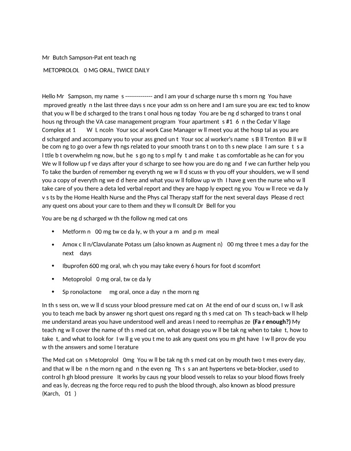 Metoprolol 50mg Patient Teaching for Blood Pressure