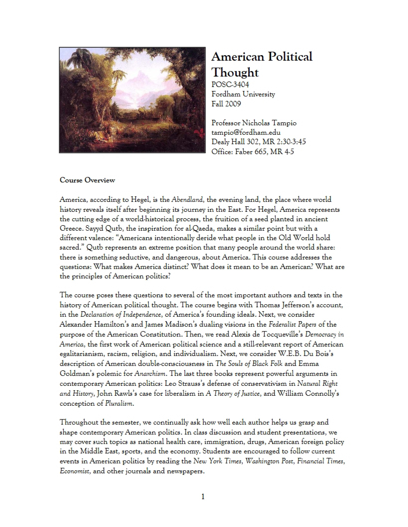 American Political Thought Syllabus