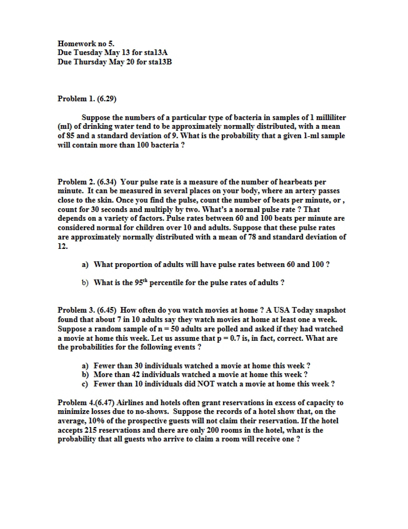 Fifth Homework Assignment