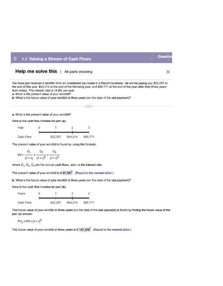 Valuation of a Stream of Cash Flows