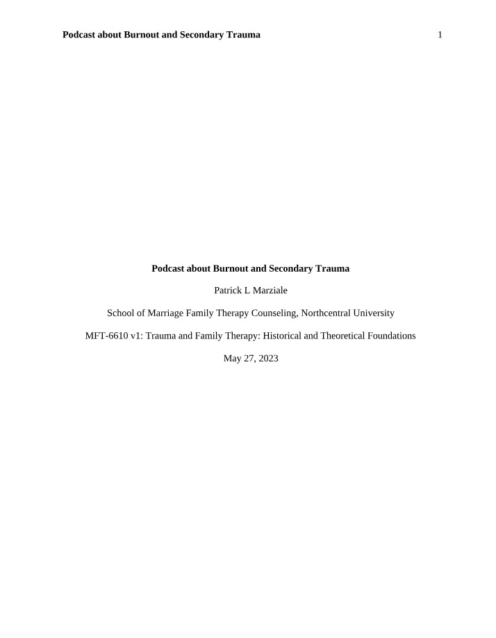 Burnout and Secondary Trauma Podcast