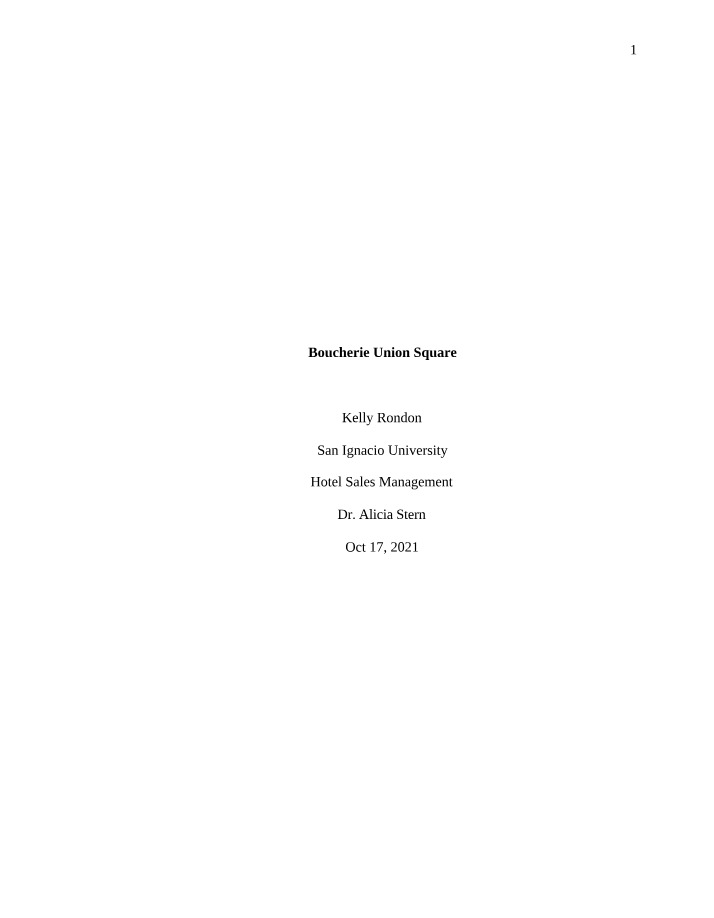 Analysis of Boucherie Union Square