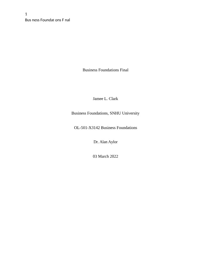 Final Project - Business Foundations
