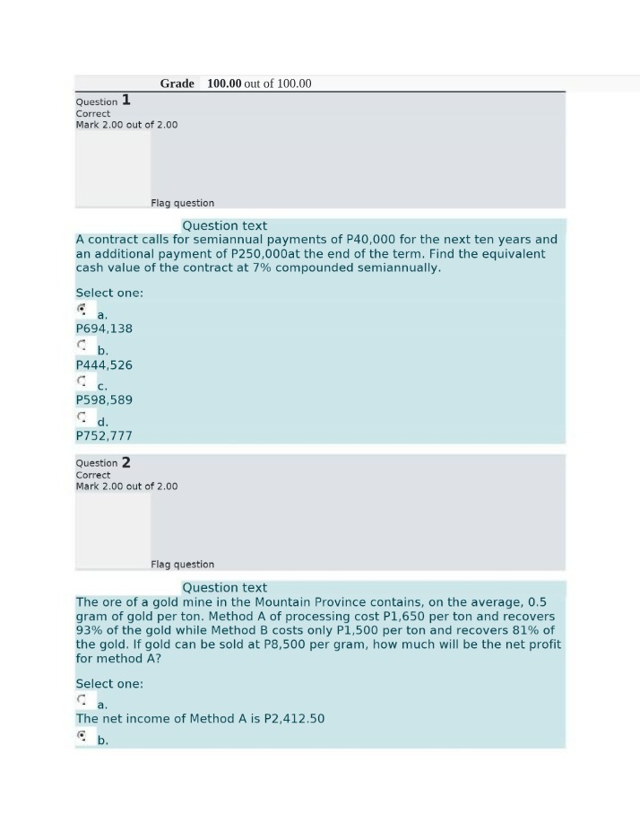 Contract Cash Value Calculation and Net Profit Methods