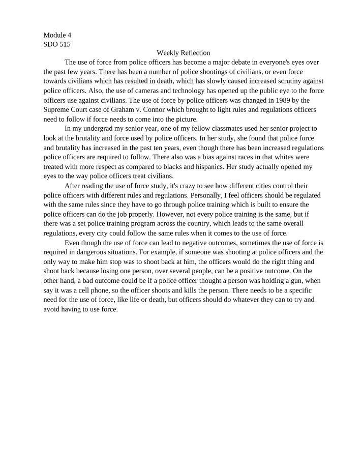 Weekly Reflection - Module 4