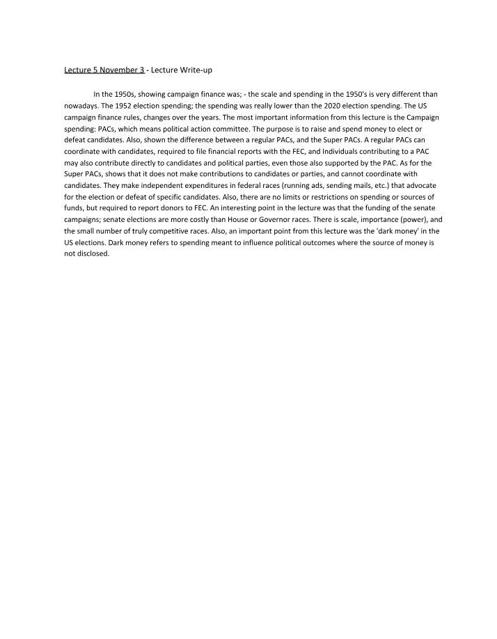 Lecture Write-up - November 3