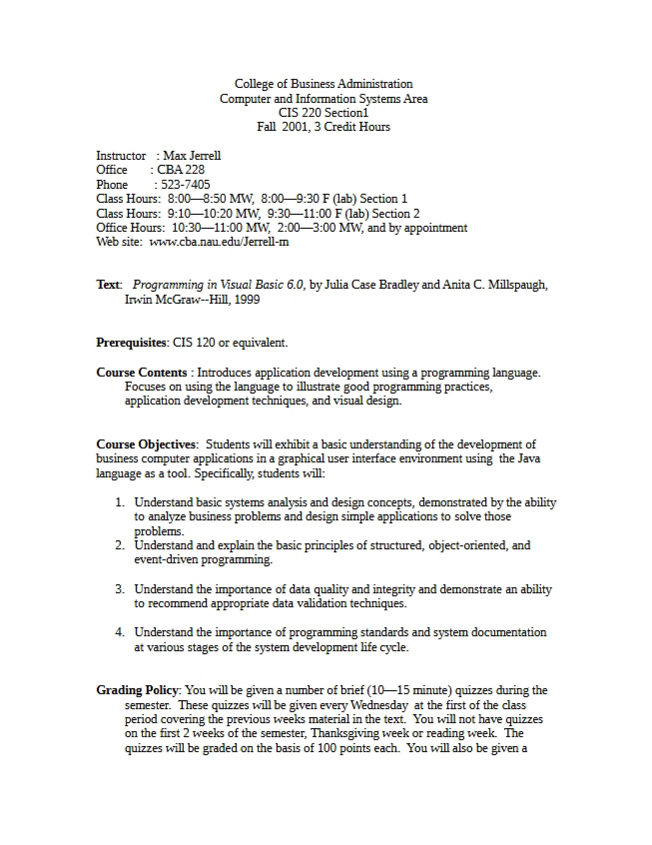 Programming Principles Syllabus