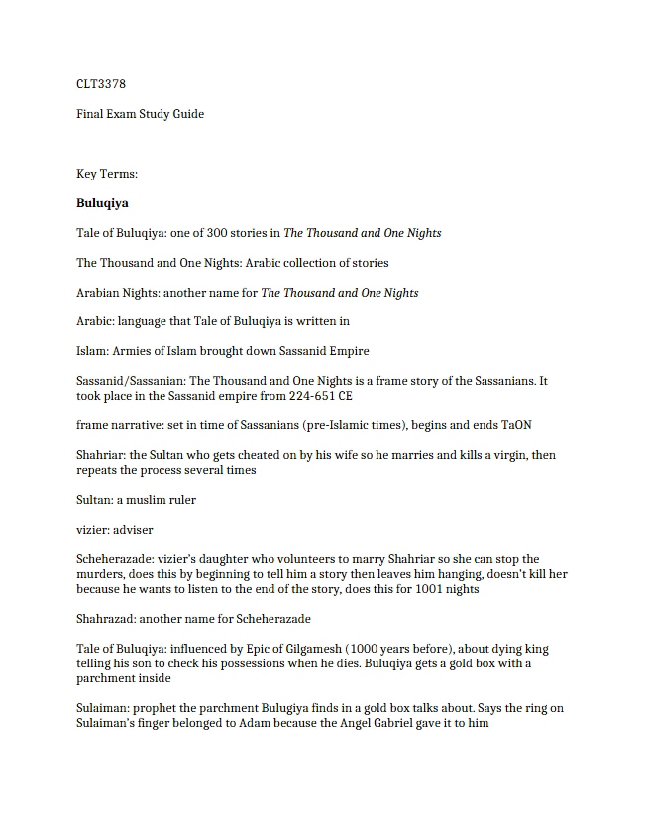 Final Exam Study Topics (Part 4)