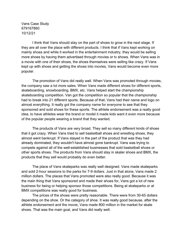 Vans - Marketing Case Study