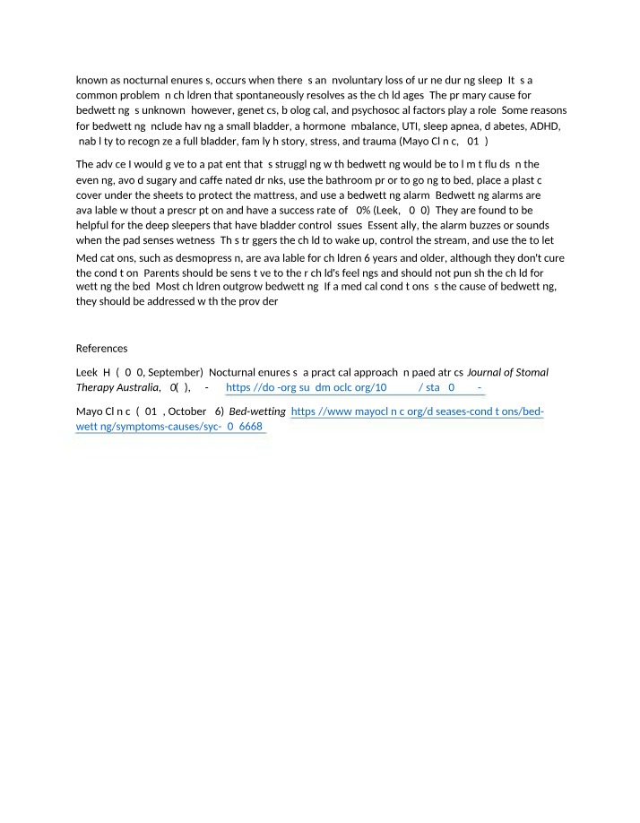 Nocturnal Enuresis in Children - Causes and Solutions