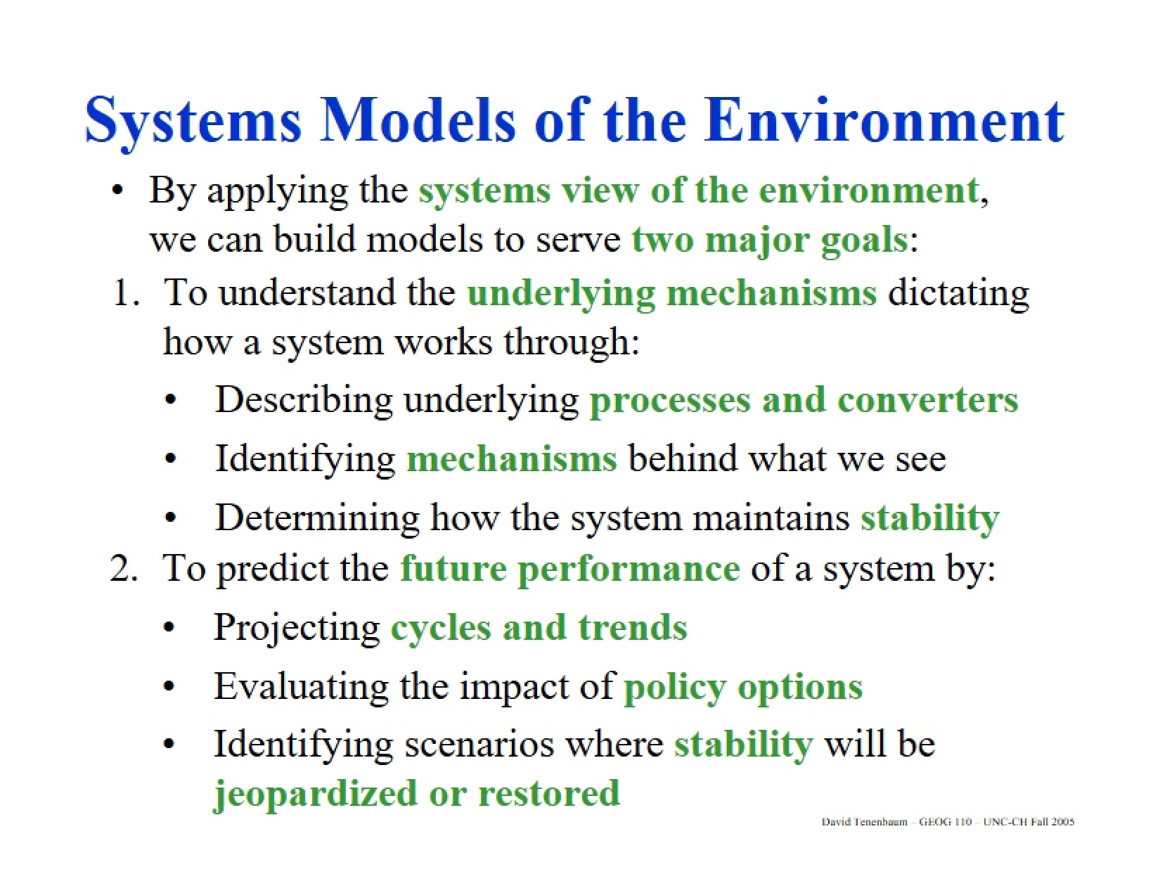 Environmental System Models