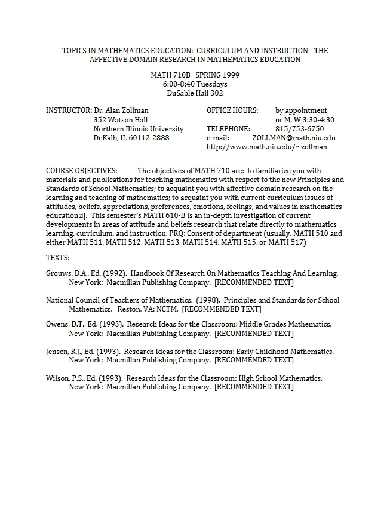Math Education Topics Syllabus