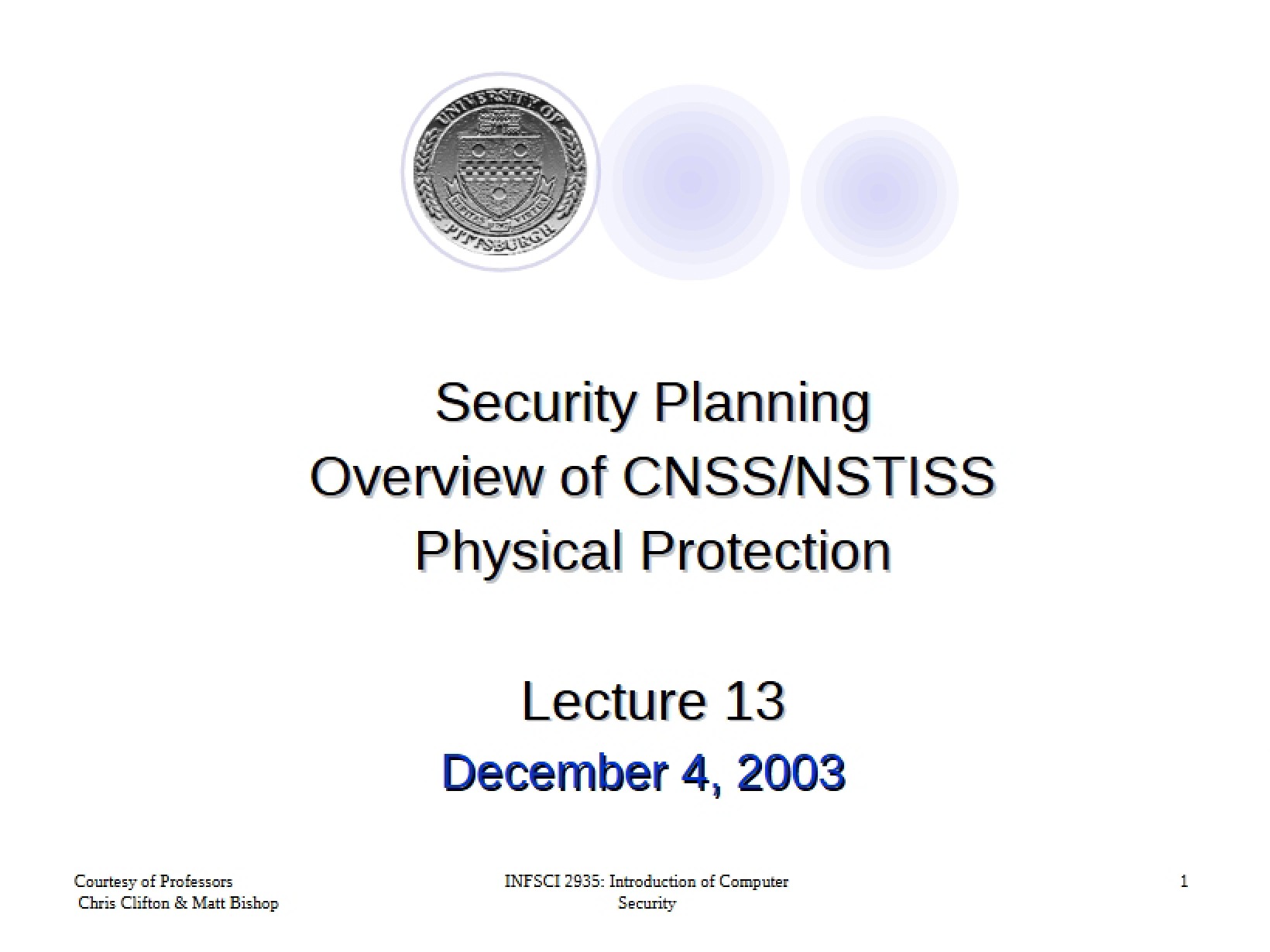 Protection of Physical Assets