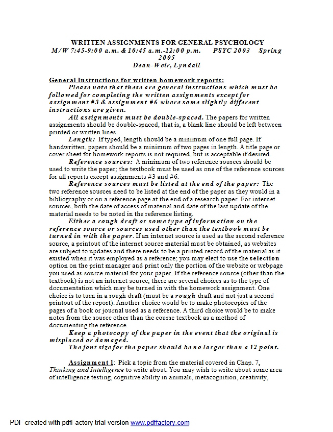 General Psychology Study Guide
