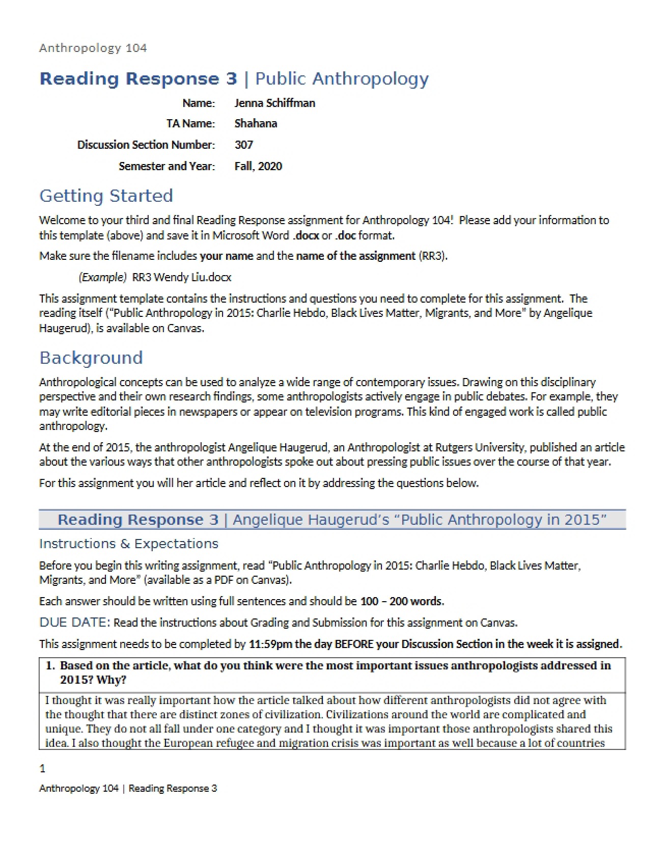 Response 3 Anthropology in Public