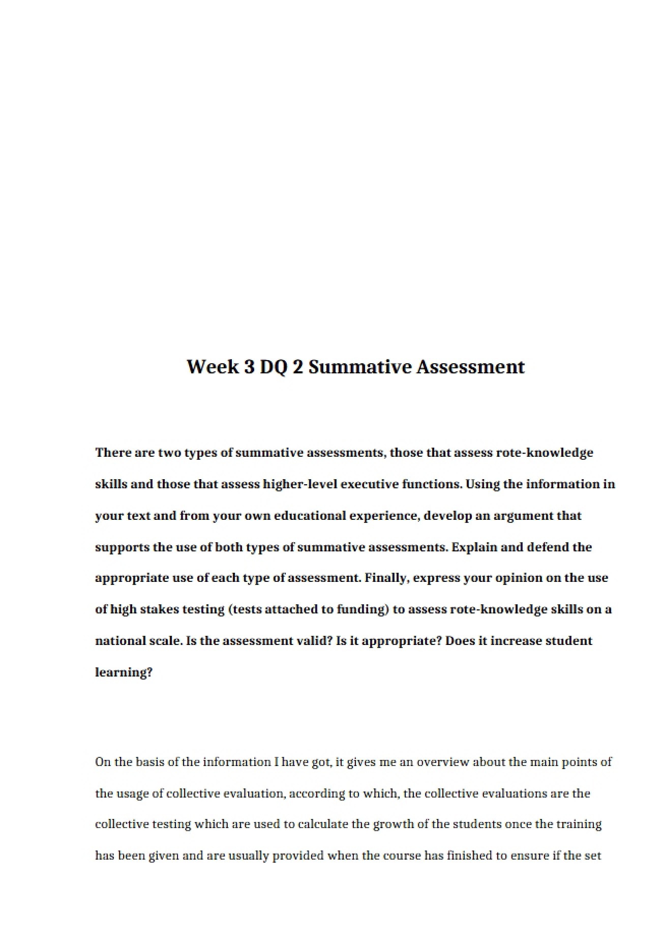 Assessment Summative (Week 3 DQ 2)