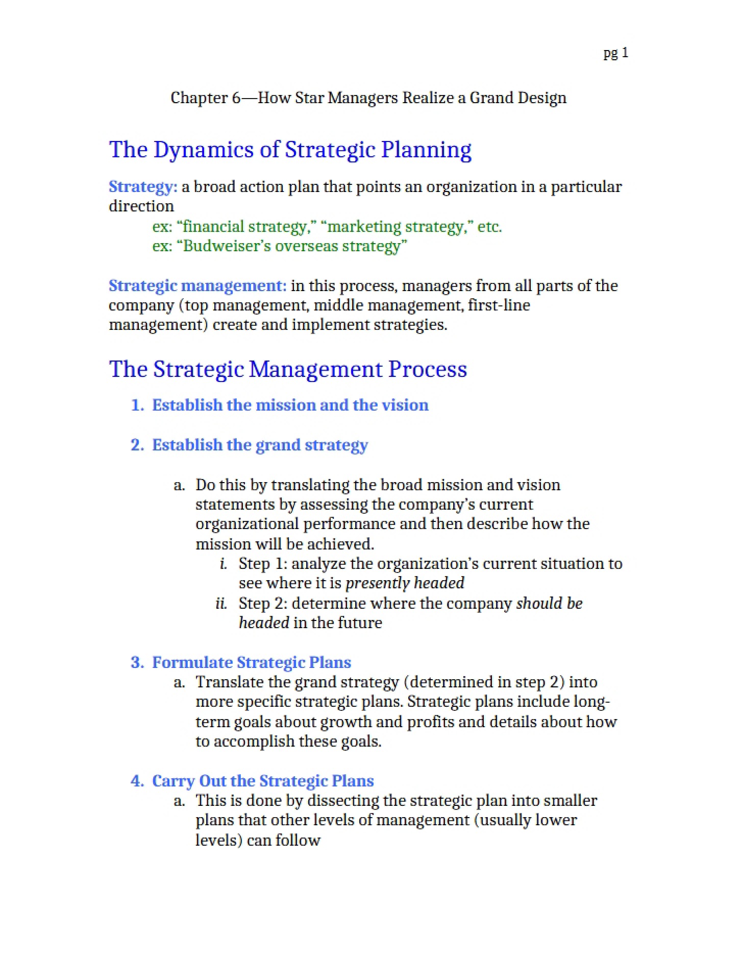 Strategic Planning Dynamics