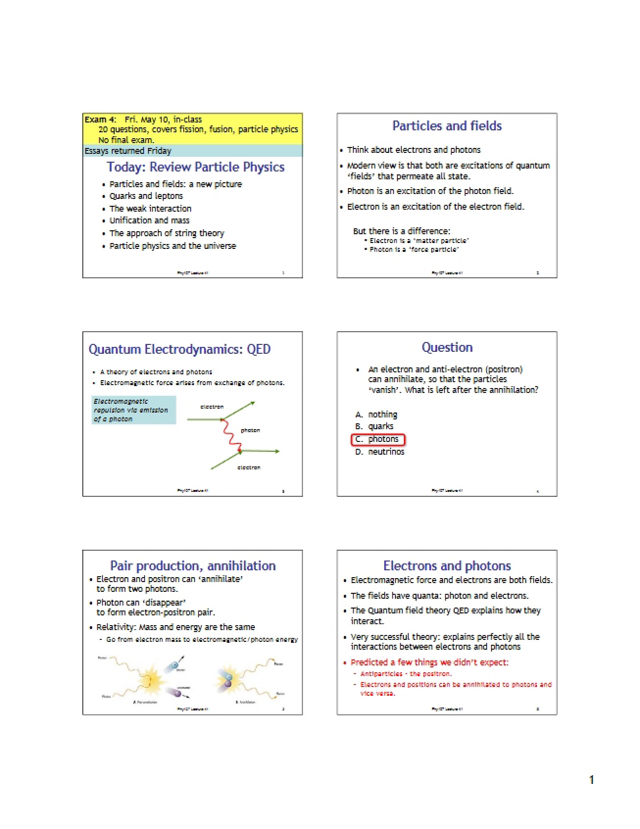 Physics 107 Fourth Exam